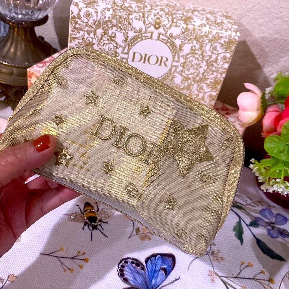 Dior Gold Star Mesh Cosmetic Bag